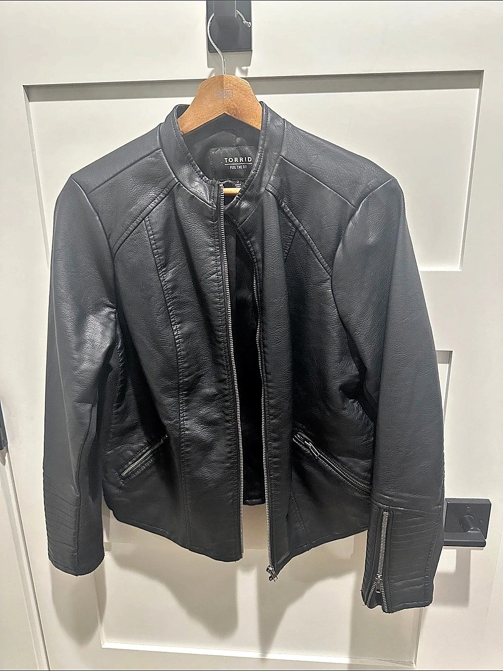 TORRID Faux Leather Collarless Moto Jacket Black Size 10/0